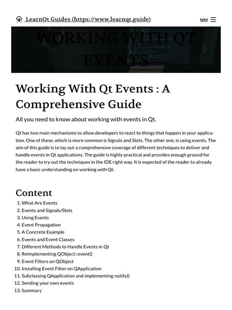 Working With Qt Events: A Comprehensive Guide.